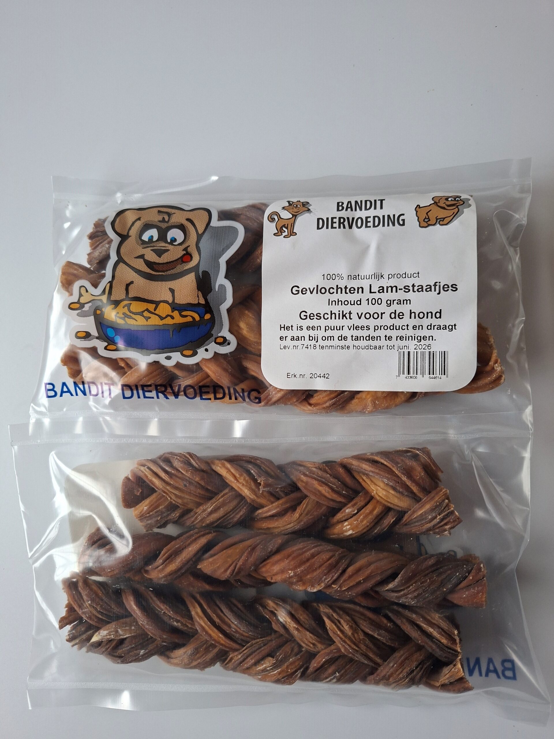 Zakje Gevlochten Lamstaafjes - Afbeelding 1
